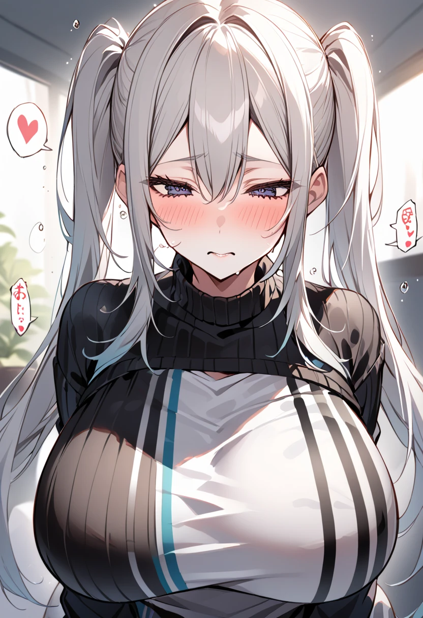 masterpiece, best quality, <lora:hewsXL_V1:1>
1girl, feater \(arknights\), cheek pinching, breasts, panda ears, pinching, cleavage cutout, cleavage, animal ears, multicolored jacket, large breasts, two-tone jacket, jacket, multicolored hair, dress, clothing cutout, open mouth, sweat, upper body, multicolored clothes, streaked hair, black dress, hair over one eye, black jacket, black hair, thick eyebrows, gloves, grey hair, trembling, blush, solo focus, chinese clothes, sunglasses, china dress, long hair, round eyewear, white background, white jacket, eyewear on head, long sleeves, eyes visible through hair, red eyes, 1other, simple background, bangs, twintails, looking at viewer, black-framed eyewear, pov, cheek pull, hands up, open jacket, open clothes