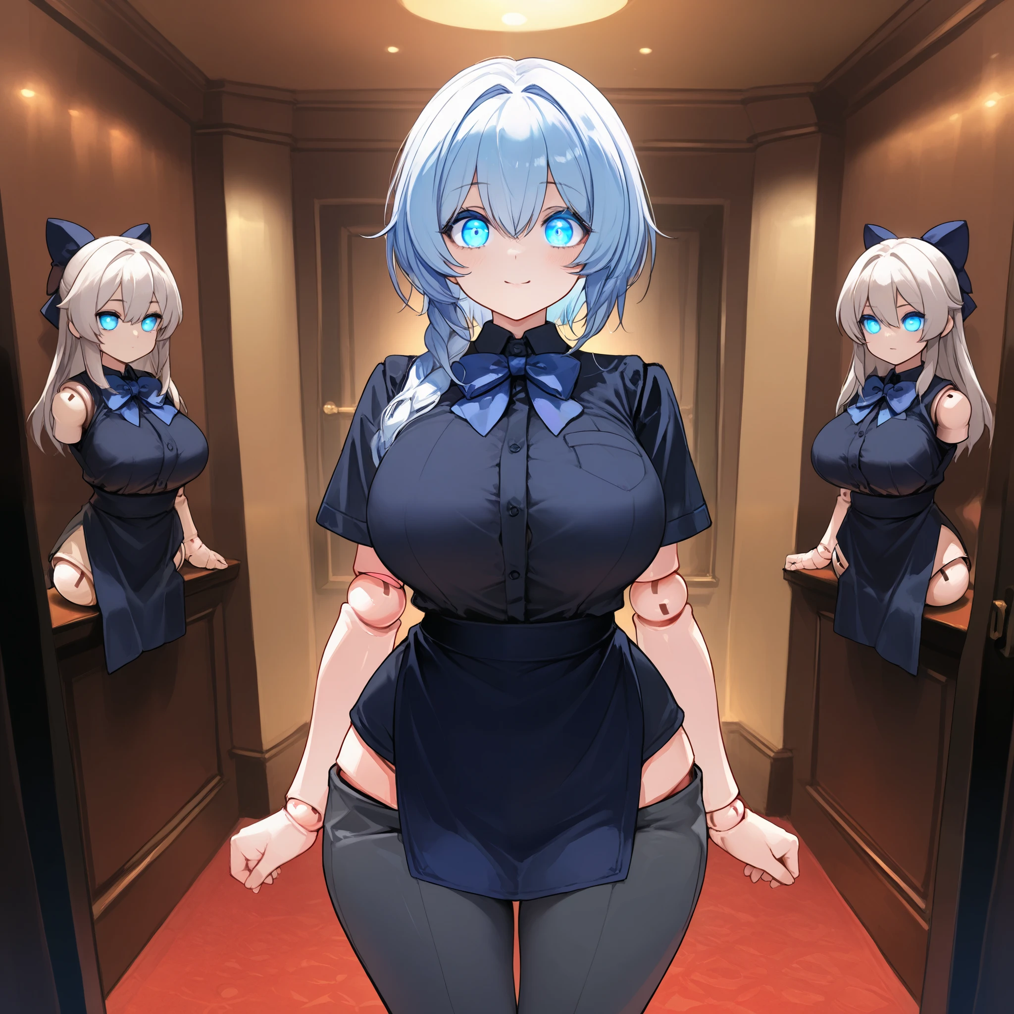 Kanzaki Ranko Silver hair twin drill Both hands and feet are restrained Blindfolded Legs are spread in an M shape Rod-shaped machine is thrusting into female genitals Blushing Drooling Armpits Mouth open and drooling Blindfolded M-shaped legs