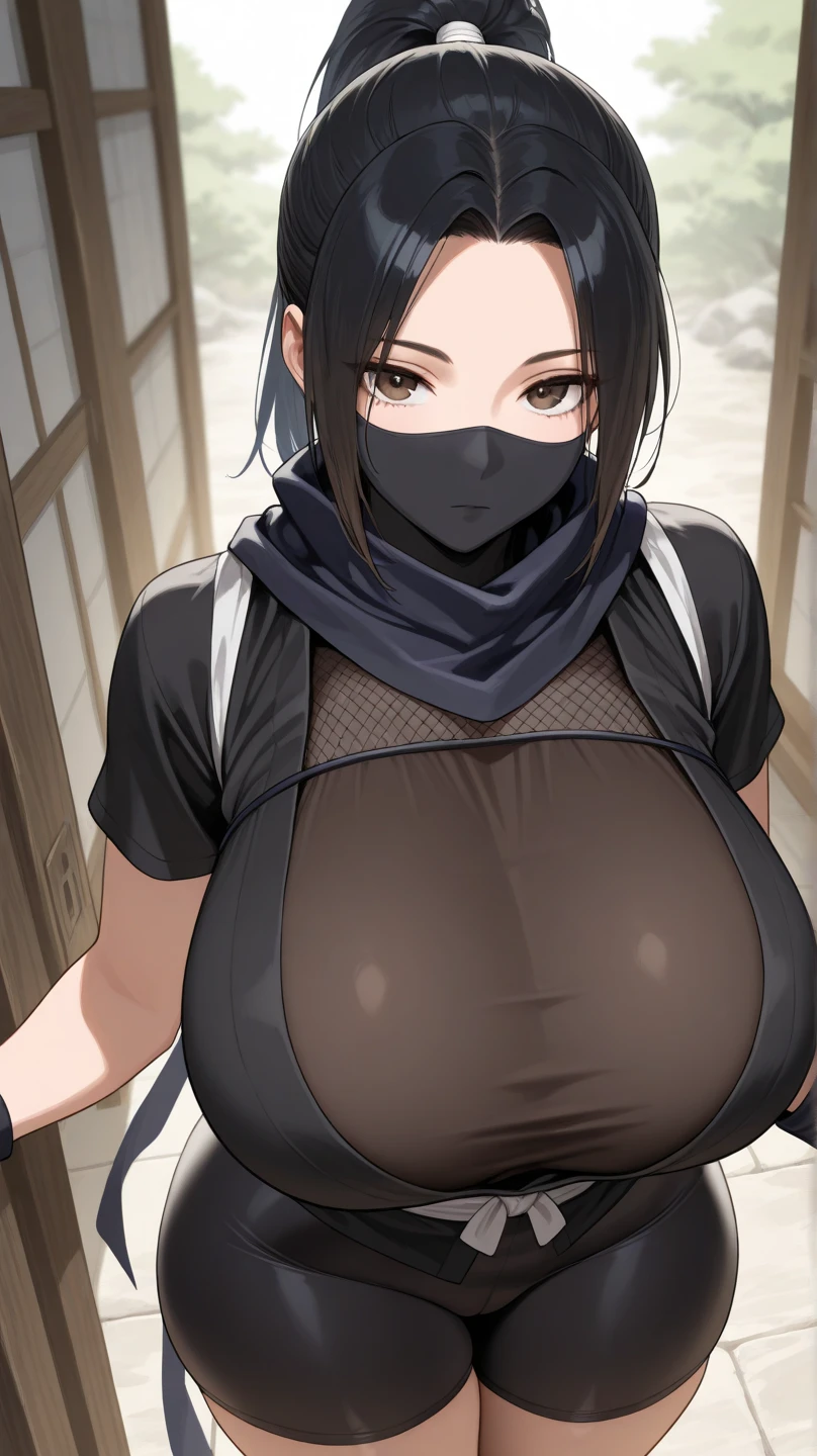 (masutepiece:1.5)、(top-quality:1.5)、(16k wallpaper:1.2)、(Photorealsitic:1.2)、(ultra-detailliert:1.2)、(超A high resolution:1.2)、(Ultra-detailed and realistic skin:1.2)、Super dense and beautiful eyes、Powerful and beautiful eyeshadow、(odd eye)、Beautiful 16 year old kunoichi、Natural Color Lip、(having sex surrounded by many men:1.5)、(Seen from above:1.2)、(black half-updo hair:1.2)、(destroyed ninja costume:1.4)、(beautiful and luxurious obi:1.2)、(she is wearing a black scarf and mask)、beautiful and long legs、shuriken、kunai、Ninja Sword、(Screaming:1.2)、(cum on:1.4)、(Surrounded by a lot of guys:1.3)、castle town、facing the front there