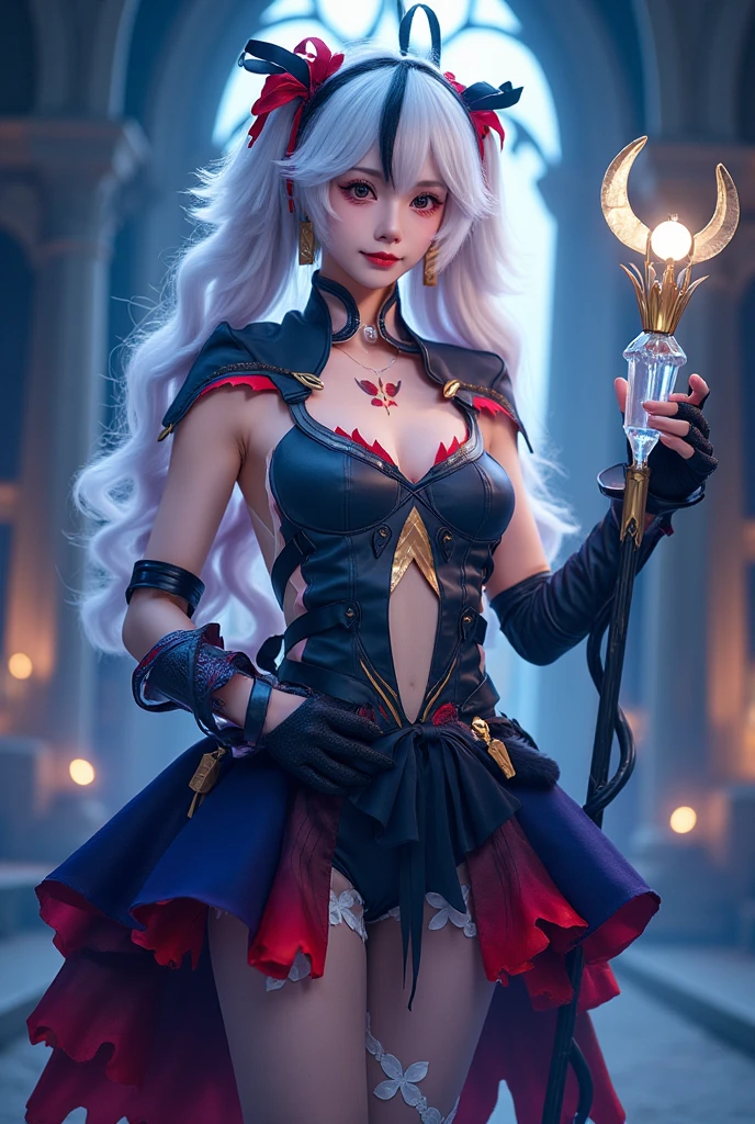 NSFW,silver hair,hair above one eye,pink eyes,((magical girl costume)),detached sleeves,beret,ribbon,Heart Pendant,earrings,(masterpiece,Highest image quality,best quality
