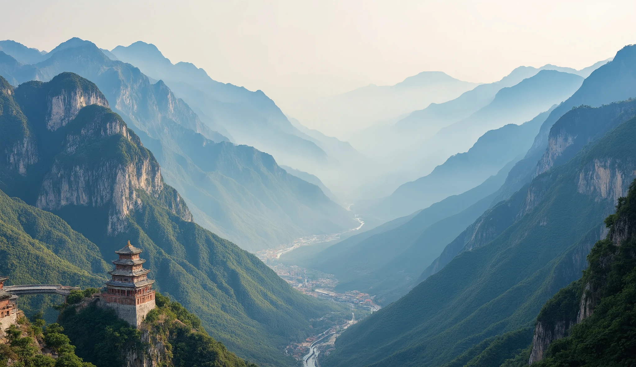 High-definition images、Mountainous regions in Guizhou Province、Beauty beyond imagination、Deep valleys of valleys、Little water and no waterfalls、Three-dimensional landscape painting、Delicate Style Mountain Scenery in Guizhou Province、Ancient Chinese Mountain Cities in Delicate Painting Style。