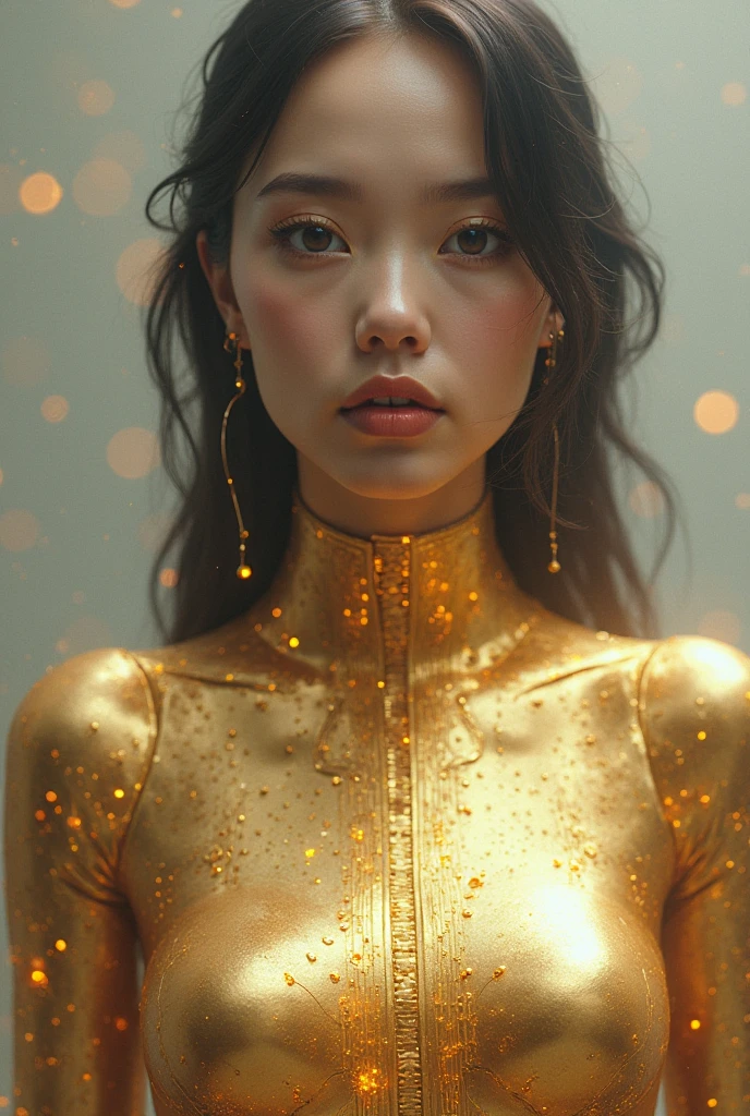 golden and white, Spidey, drip outfit, heavy rain, magical, Highly detailed, trending on artstationh, unreal engine 4 k, Movie wallpapers by the author:Stanley Artgerm Lau, Phlegm sputum, phlegm, rossdraws, James Jean, andrei ryabovichev, Marc Simonetti, Yoshitaka Amano. Background with:James Jean和Gustav Klimt, light by julie bell, 4 k'', Porcelain skin, style of zdislaw beksinski, Detailed, 8K, Dynamic lighting, white chromatic aberration,full bodyesbian