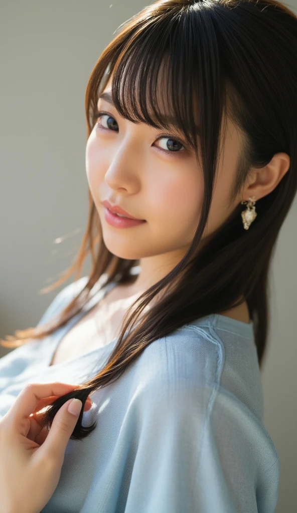 ((high-definition images, masterpiece, atmospheric perspective, 8k, super detail, accurate, best quality, single shot)), (((a westerner cute women with masturbation))), (casual style), jacket, unbuttoned shirt, swollen areoles, (round face, eyes realistic sizing, drooping eyes, blush, smile), (((standing and spread legs, focus on pubic hair))), (in the forest, mountain, rock, thin river, at night), blond braid hair, tiny earrings, thin necklace, (light makeup),