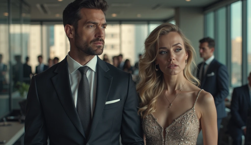 Green eyed girl escorted by her green eyed blonde bodyguard with shotgun