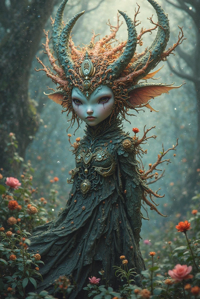 woman in a mythical forest, masterpiece, perfect face, intricate details, horror theme <lora:SemlaStyle:0.8> semlastyle