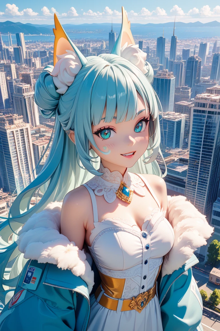 (quality)), ((masterpiece)), Recommended results、Puffy nipples、(see through:1.5)、straighten your back、abdominal muscles、huge bust、angle to floor:1.2、low camera angle、Hair loss on crotch,Hatsune Miku,downpour,Gorgeous high heels,underwater,grabbing the breasts,Official fine art,masterpiece,sharp focus,long, straight hair,Delicate and beautiful eyes and face,realistically,Super detailed,a beautiful girl,blue sky,Glowing white particles,(side light:1.2),Sunlight,Baiyun,Detailed cloud,thin and long,Cute big breasts and big ass,toothy smile,((smile and open your eyes)),landscape,long, straight hair, sexy facial expression, buliding, (city View:1.7), dynamic hair, long, straight hair, Delicate platinum pink hair, Glowing blue eyes, (blue pleated shirt+white skirt), Long white socks, pale skin, hair accessories, 史诗般的landscape,late at night,masterpiece, 最好的quality,bare shoulders, white stockings, Headband, big breasts,