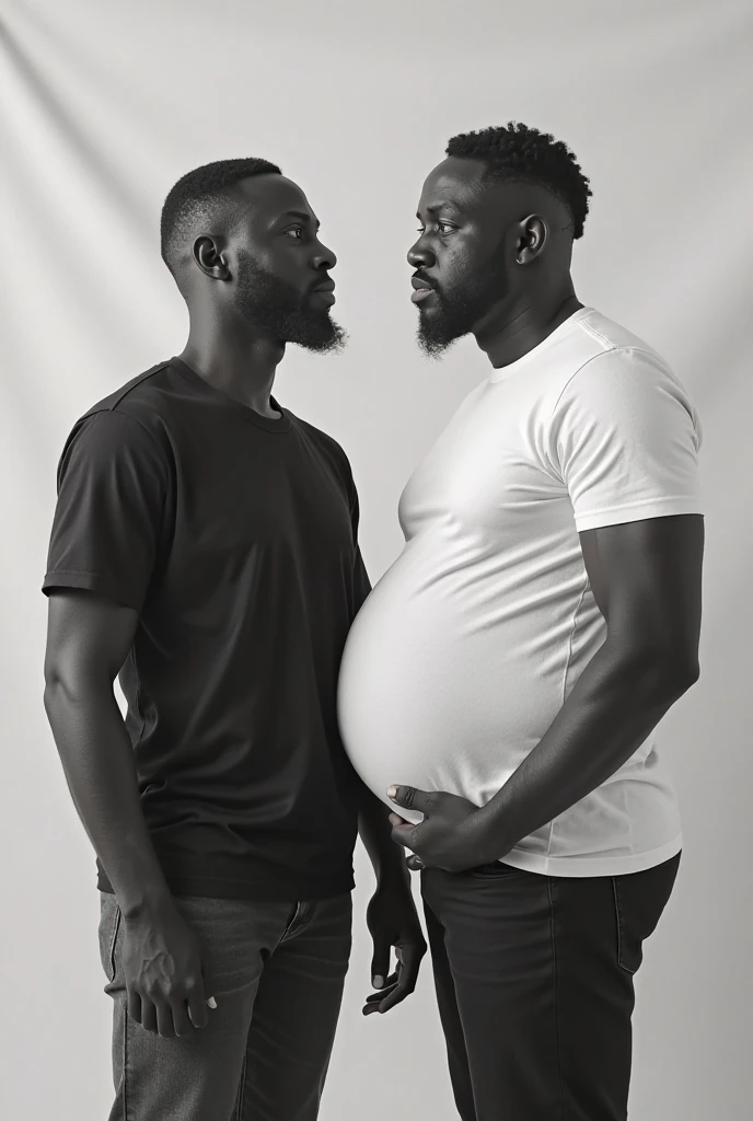 create a image, that a black man from Canada that is pregnant, and next to it it's drake