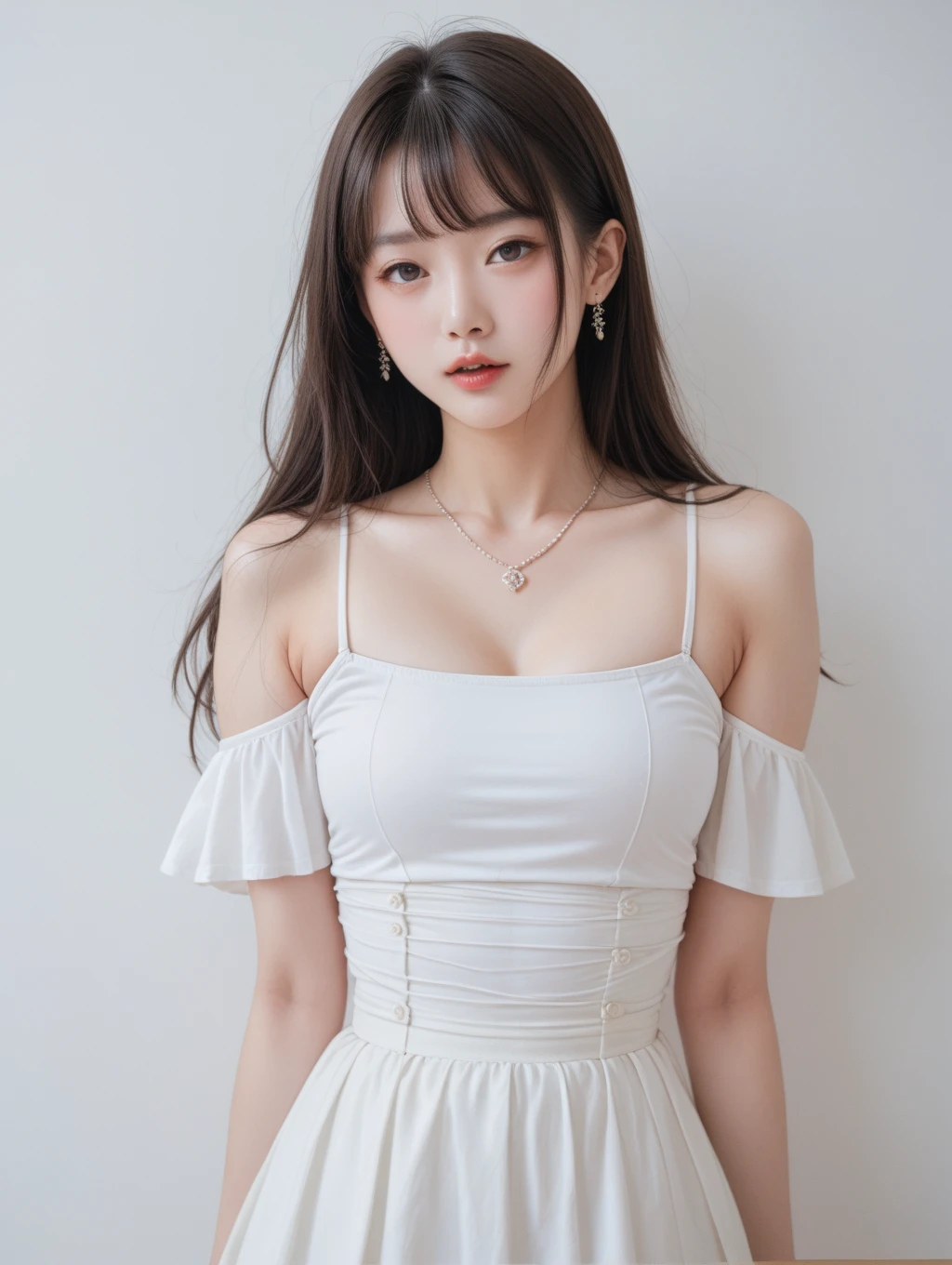 cyb dress, chinese clothes, Beauty, 1girl,solo, beautiful女人,Have a perfect body:1.4,Layered Hairstyle,((Big breasts)), ((E cup)), Visible cleavage,Bare shoulders, Highly detailed face and skin texture,Double eyelids,Skin Whitening,Long hair,Whitening long legs,Standing by the sea, Fashion girl, Red lips, Sweet maiden, beautiful妆容, detail, lifelike, Very detailed, amazing, beautiful, Young and energetic, high quality,High Definition, rich and colorful,Exquisite, Smooth skin, The skirt is short, Lift the skirt with your hands, Elegant and charming posture, Official Art, Extremely detailed, Movie atmosphere, Soft colors, Natural skin texture,