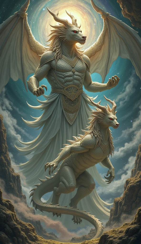 Battle between the Serpent God and the Insect God、The figure of the snake god beauty young man、The serpent god threatens enemies with a bow、Attack the insect god by putting out a large snake from the body、The insect god wears armor in the form of a giant、An insect god leaning over from the other side of the mountain、The god of insects is bigger than a mountain、Insects flying around insects、The hair of the snake god turns into countless snakes
