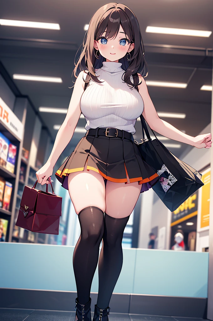 (masterpiece、highest quality、High resolution、Realistic photo、Real looking skin:1.1)、
(Women lift their skirts and take off their panties々I am showing it to:1.8)、
(standing:1.5)、
(Provocative, grinning expression:1.5)、
(I'm 18 so I look a little young.:1.5)、
(She is wearing a black long sleeve V-neck sweater:1.5)、
(She is wearing a black pleated mini skirt:1.5)、
(She wears black knee-length boots:1.5)、
(The panties are black and have a lace pattern.:1.8)、
(Brown hair in a medium ponytail:1.5)、
(Location is a shopping mall:1.5)、
1 Japanese Girl、solo、Full Body Esbian、Beautiful Eyes、Shining Eyes、Shining thighs、NSFW