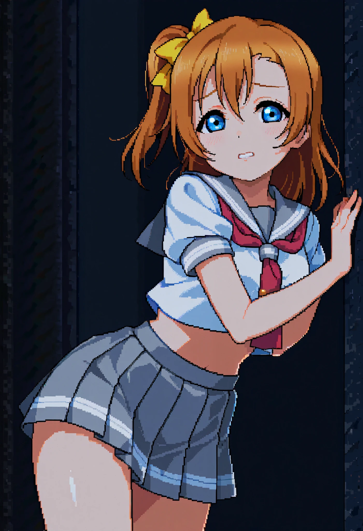 (masterpiece, best quality, high quality), volumetric lighting, figure, beautiful, cowboy shot, Honoka Kosaka, blue eyes, breasts, blush, score 9, score 6 top, score 5 top, score 4 top, source anime, masterpiece, best quality, Love Live! ,{{Kosaka Honoka Love Live: 1.5}}, dirty warehouse,((clothed sex))),(((missionary position))),((man on top, missionary, )),((sex with man:1.0))),(nsfw),((nude))), ((torn clothes: 1.3)), ((panties aside: 1.0)),((torn clothes pretty idol costume: 1.3)),blue eyes, orange hair, one side ponytail, short hair,,(small breasts,),(crying face: 1.0),(tears in eyes: 1.0),detailed face, highly detailed CG,(perfect hands, perfect anatomy),(embarrassed face),((loss of virginity: 1.0)),(no pubic hair),(bright warehouse: 1.0),(1,: 1.0),(detailed and beautiful eyes: 1.3),(detailed face: 1.3),(dirty sheets: 1.0), ((rape: 1.0)), ((blood from vagina: 1.1)), ((creampie: 0.8)), ((vaginal details: 1.0)), ((open crotch) ),