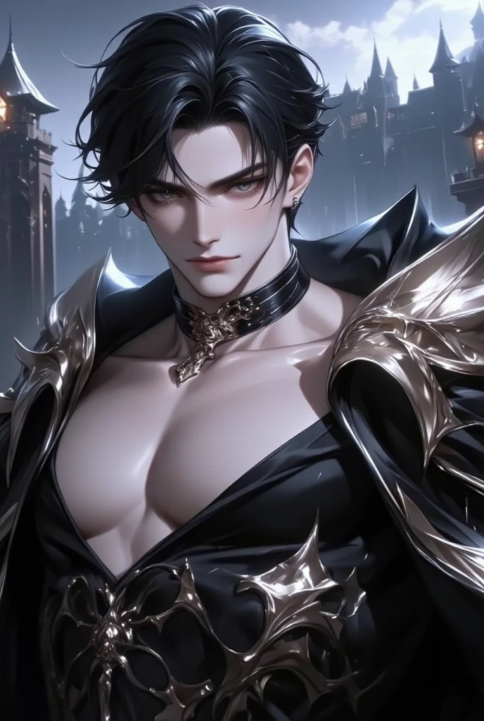 black hair, Surrealism, 8k, super detail, UHD, masterpiece, accurate, anatomically correct, textured skin, super detail, high details, high quality, award winning, best quality, highres
"A man standing in a nighttime setting. He exudes a quiet and alluring aura, with a look of boredom and weariness in his eyes. His expression is languid and detached, giving off an air of disinterest in everything around him."