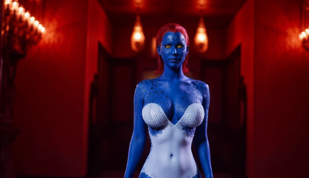 cinematic photo a portrait of  woman with blue skin, blue body paint, devil tail, yellow eyes <lora:NightCrawler1024:0.8> . 35mm photograph, film, bokeh, professional, 4k, highly detailed