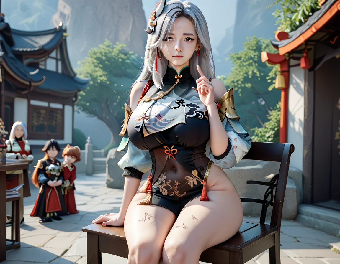 delicated best quality ,masterpiece, illustration, an extremely delicate and beautiful, extremely detailed ,CG ,unity ,8k wallpaper, Amazing, finely detail, masterpiece,best quality,official art,extremely detailed CG unity 8k wallpaper,absurdres, incredibly absurdres, huge filesize , ultra-detailed, highres, extremely detailed,beautiful detailed girl, extremely detailed eyes and face, beautiful detailed eyes,light on face,1girl, (shenhe\genshin impact), (Super realistic), (((White hair))), (single braids), Long hair, (blue eyes), ((long bangs covering one eye)), (((hair on one eye))), (((bangs cover right eye))), ((jewelry)), ((tassel earrings)), (((describe the arm in detail))), (((Super boobs))), ((Big ass)), ((thighs)), big Long legs, ((stockings)),  ((Plump body)), (Big breasts), ((Plump boobs)), (detailed hair description), 
 (Bare shoulder), ((collarbone)),  ((offshoulder)), (Shiny skin), (detailed description of face), (detailed description of body), (white and translucent skin), peerless beauty, (extreme beauty), (red lips), (shy ), ( smile), , ((cherry blossom)), (falling petal), ((long sleeves)), ((wide sleeves)), thin silk, penetration, ( in the Japanese hot spring),  ((facing the viewer)), ((facing)), , ((any pose)), (sit and soak in the water)), ((There is a lot of water on the body))
