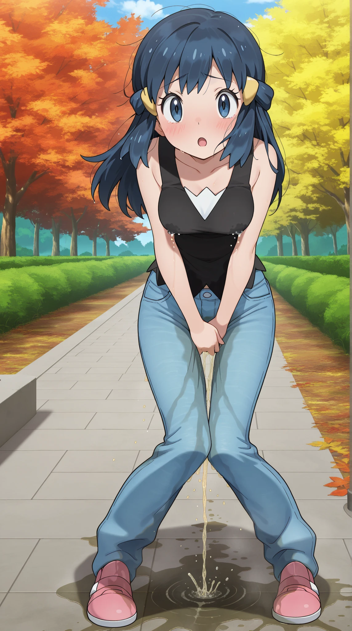 high quality, masterpiece, best quality, ((1gir))l, blush, smile, detailed hands, perfect hands, detailed anatomy, MAVIS, BLUSH, Fangs, forest at background, SEXY POSE, BIG ASS, FROM BEHIND, SHORT SKIRT