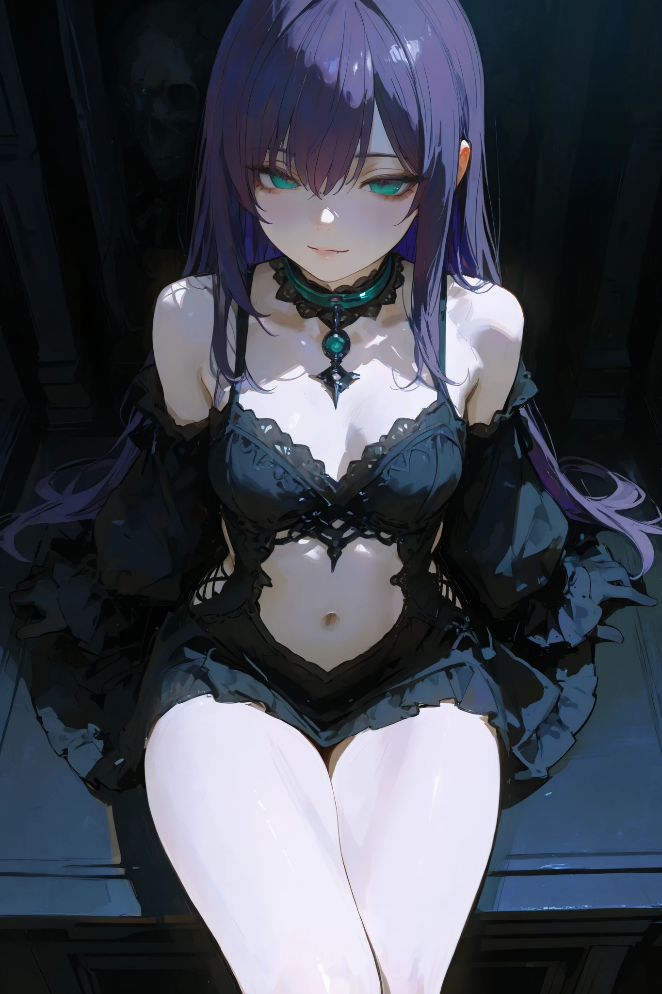 high quality, High resolution, beautiful, detailed, nsfw, woman, 1 person, Reddish-purple hair, Mid-length hair, Purple eyes, slim, blush, Mischievous(Sexual), Blood, 吸Blood鬼, Torn Dress, sexy, Wet, Dark fantasy, mysterious, complicated,