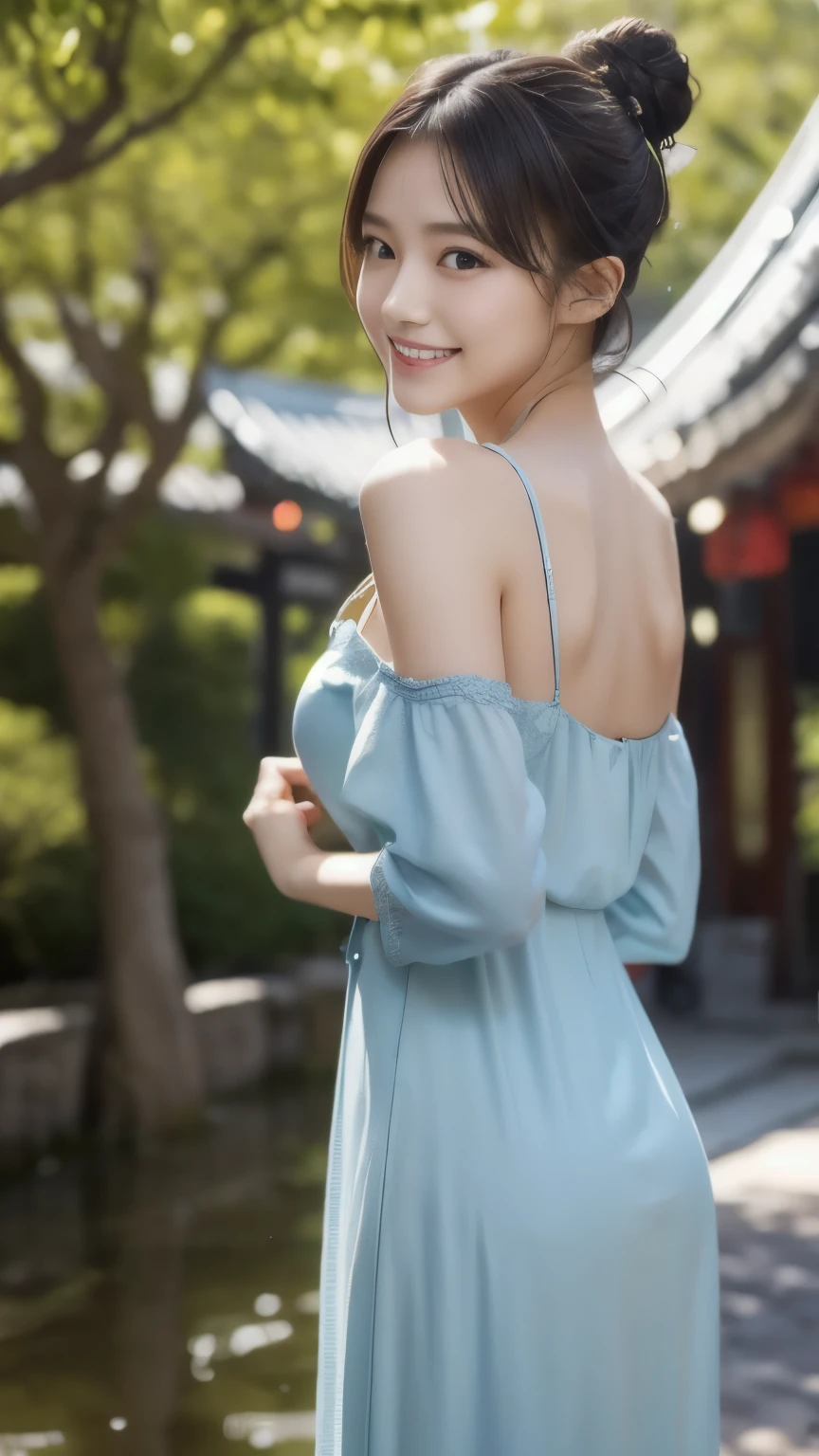 spiritual　Fantastic images　4K　Kannon　Beautiful and gentle　Upper Body　Looking straight at the camera with your whole body　