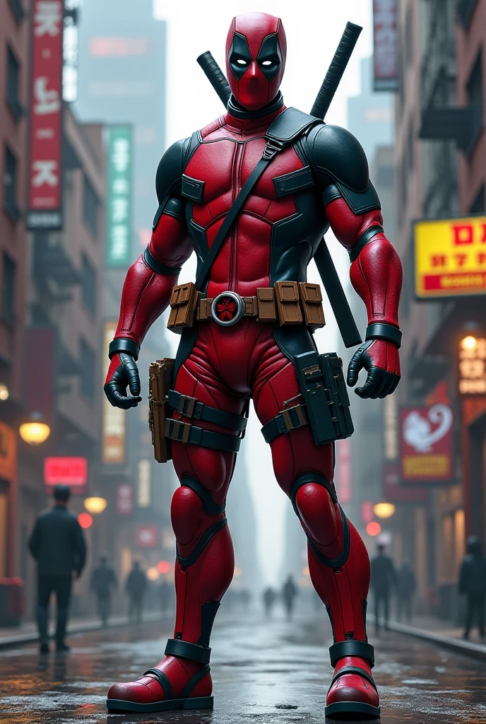 Female Deadpool whose height her 7 feet with big boob front of her man whose height is 5 feet