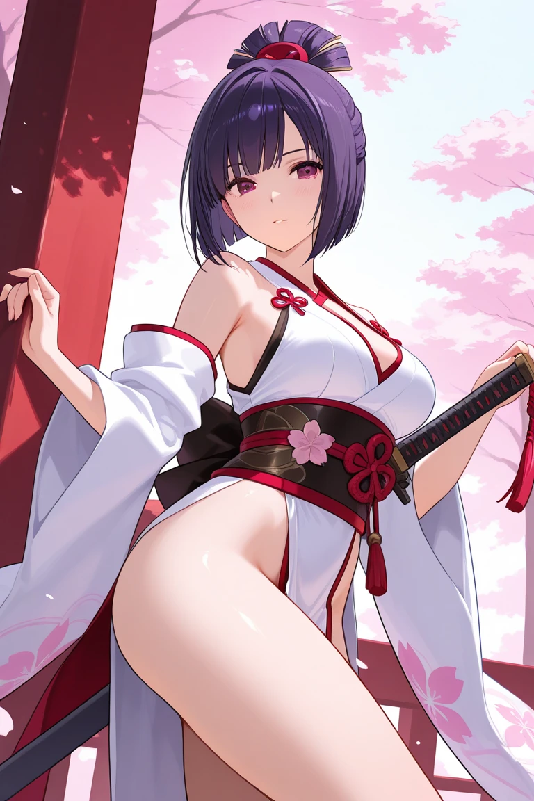 anime girl with a sword and a purple outfit holding a red object, fubuki, inspired by Kamisaka Sekka, swordsman, anime style character, epic anime style, she is holding a katana sword, kunoichi, with large sword, itatchi uchiha, holding katana, katana zero, dramatic wielding katana poseReal-life photos、naked、Loose pussy、Estrus、Girl with tattoo on arm、woman主人公 👀 :8、woman、Real-life photos、Sex、Drooling、Sweat、Ahegao、slender、transformation、Japanese、chest!Real、Realistic、Color photography