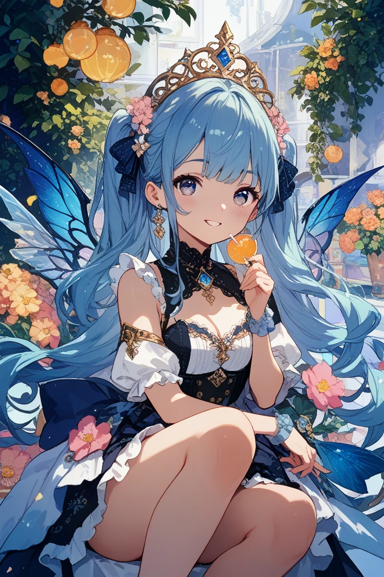 Sleepy eyes, goddess, a girl, just woke up, coming out of cocoon, butterfly wings