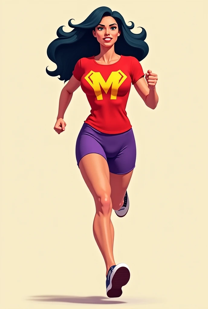 ARTSTYLE_PabloRomero_ownwaifu, realistic | retro artstyle | halftone background | painting \(medium\), 1girl, ((running in a park)), wearing running shorts, (sweaty skin, very messy hair), wearing tank top, nipple outline