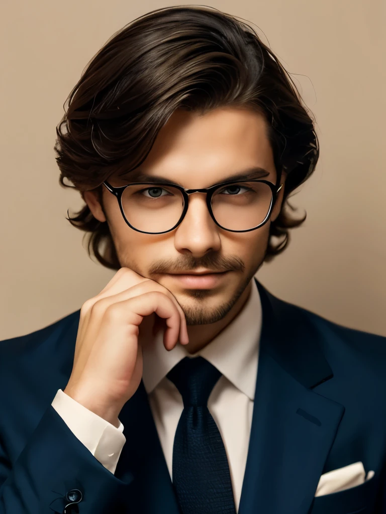 There was a yellow boy in a suit and tie, Soft portrait shot 8 K, gorgeous young model, Young boy, Phlegm sputum, phlegm : : 5, Perfect face and man, boy with neutral face, color photograph portrait 4k, high quality portrait, cute young man, close up portrait shot, Rendu portrait 8k, realistic portrait photo, portrait shot 8 k, Soft portrait,Wear glasses