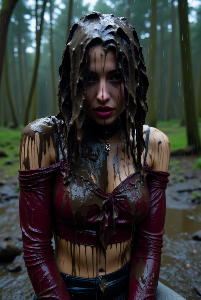 (Best Quality, Ultra-detailed, Realistic:1.37), Mature Women, jeans skirt, (lace stockings with garters), drowning in a swamp, (fear), ((she is chased by a huge tentacular monster:1.2)), scream, she tries to escape, monster behind her in background, (((she is assaulted by tentacles:1.2))), (((anal rape:1.2)))