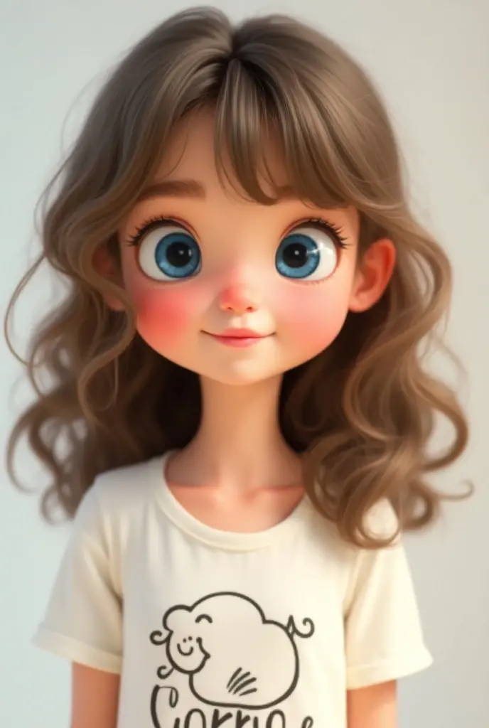 a close up of a woman with long hair wearing a sweater, photorealistic disney, disney photo realistic, pokimane, realistic anime 3 d style, cute cartoon character, animation character, in style of disney pixar, in style of disney animation, brown flowing hair, cartoonish cute, large eyes and flowing long hair, realistic cute girl painting, brown hair and large eyes