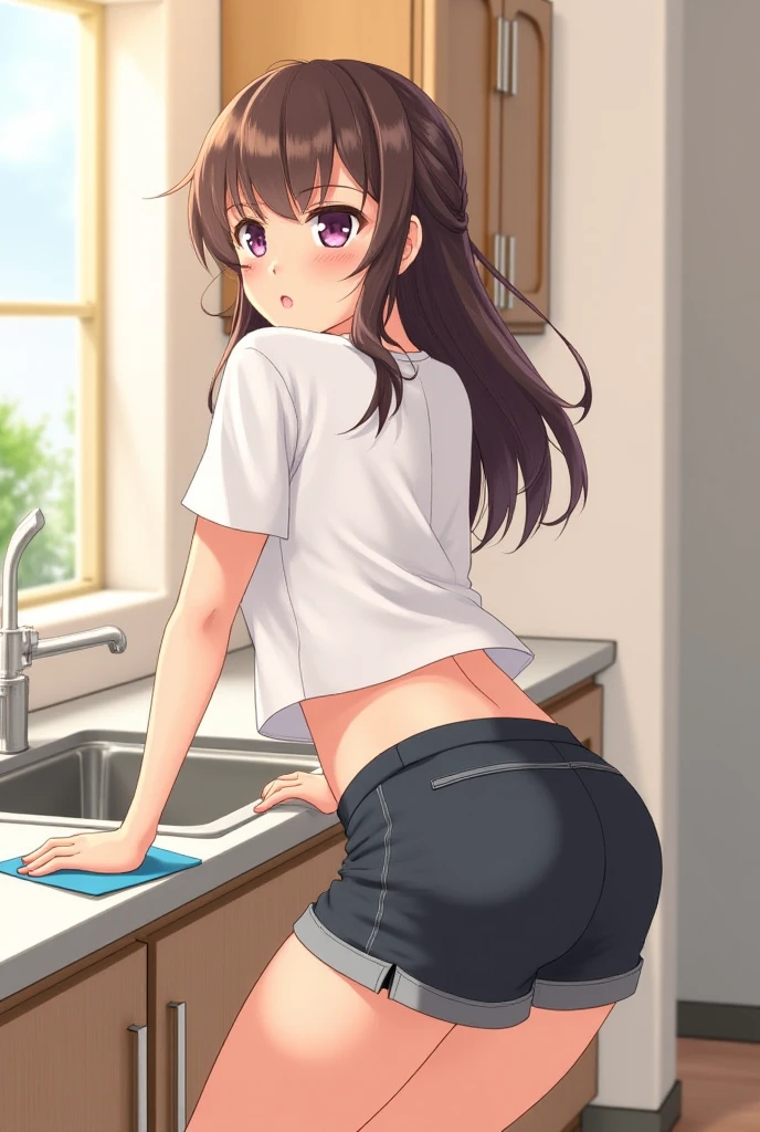 full body, barefoot, masterpiece, a beautiful schoolgirl, (fantasy refrigerator background), erotic photoshoot, a desk, from behind, schoolgirl uniform, shackles on legs,sitting ass, barefoot sole ,happy face, looking to the viewer, big open eyes, blush