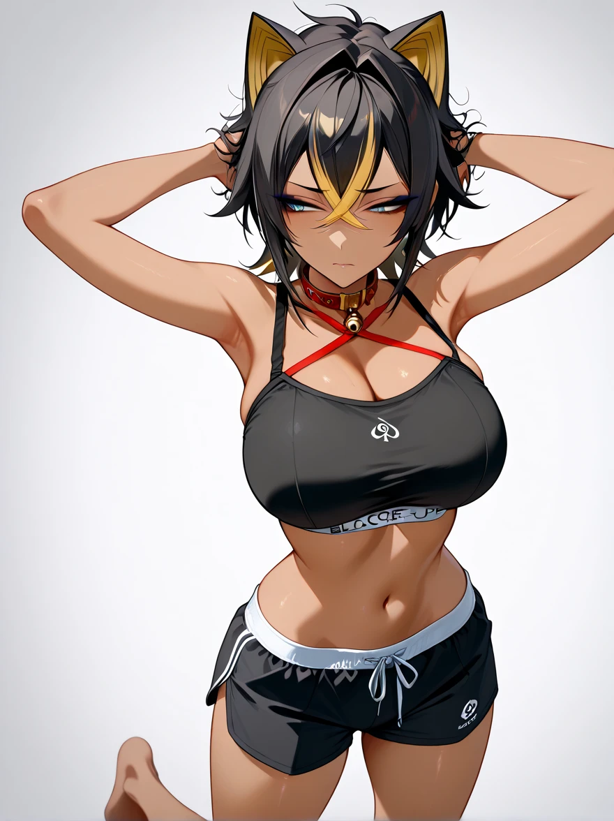 {{Girl Dark skin}} (Small Boobs) (Extra short Hair) (Black Hair) (Dark skin) (Red Eyes) (Blusa) (Falta corta)