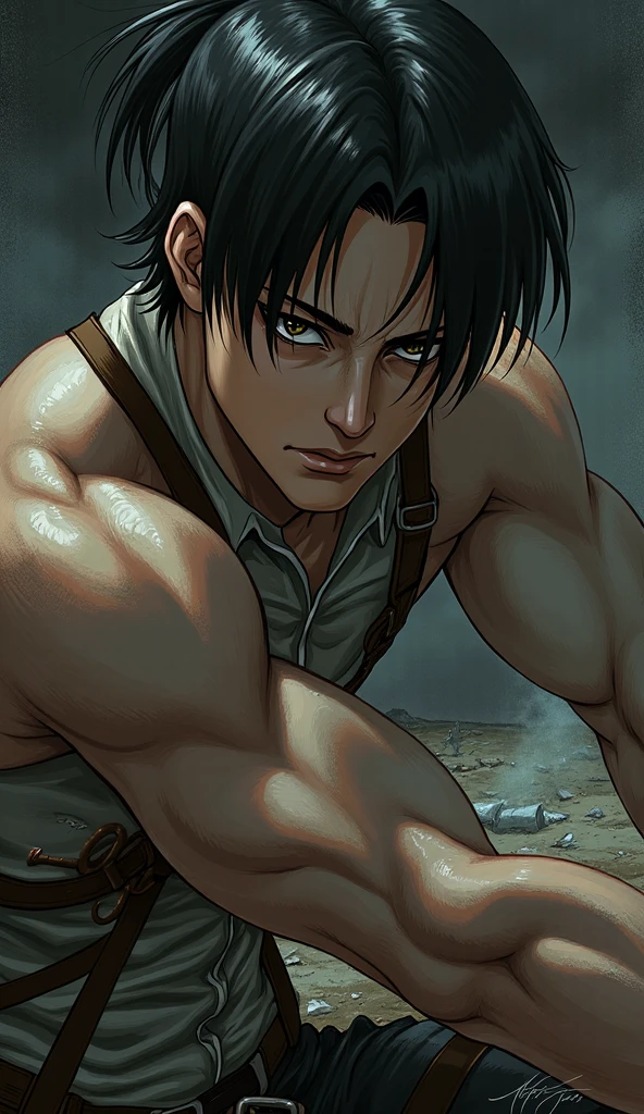 "Generate a digital illustration of Eren Yeager from the Attack on Titan series, showcasing his transformation and evolution throughout the story. Start with his appearance as a young and determined Survey Corps member, wearing the iconic Survey Corps uniform and wielding the vertical maneuvering equipment. Illustrate his intense and determined expression, highlighting his unwavering resolve to fight against the Titans.

Then, transition to his later form, emphasizing his Titan shifter abilities and the changes in his physical appearance. Show Eren's colossal and powerful Titan form with intricately designed details, such as his glowing green eyes and the steam emanating from his body.

Incorporate dynamic action into the illustration, with Eren using his Titan powers in a battle against other Titans or in a pivotal moment from the series. Capture the complex emotions and character development Eren undergoes, from his initial desire for freedom to the challenges and moral dilemmas he faces as the story progresses. Ultimately, convey the duality of his character, as both a hero and a formidable force of destruction in the Attack on Titan universe."