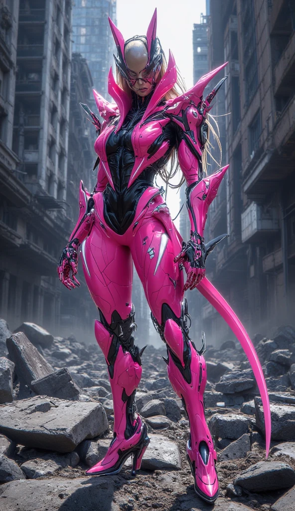 comic <lora:She-Venom-FFusion.LORA:1> a female figure with a pink body, intricate body, biomechanical oppai, highly detailed figure, full body closeup shot, carnage, gynoid cyborg body, highly detailed figure, highly detailed cybernetic body, extreme detailed face and body, complete detailed body, painted in zbrush, highly detailed body, gynoid body, detailed body . graphic illustration, comic art, graphic novel art, vibrant, highly detailed