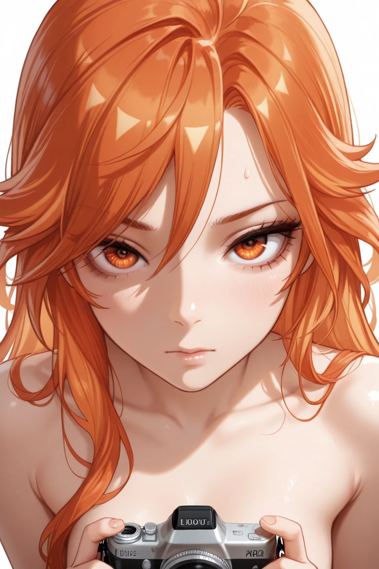 Make a 15 year old teenager, Red hair, SHORT to the neck, and wavy, with your chest out