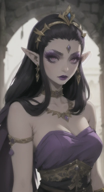 Ancient , Zephyria race, queen Irelia, dark hair, green eyes, looking at viewer, ancient armor, Palace,