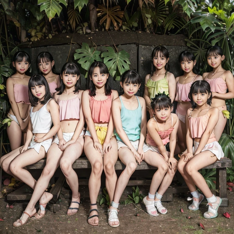 Ultra-realistic capture, Highly detailed, Skin texture must be natural, With such detail that pores can be finely identified. Skin should look healthy, In a uniform tone. Use natural light and color, masterpiece, (girl), (3 girls), ((twins fashion)), ((twins)), (clones), hug, ((female child)), ((toddler)), (((10 years old))), nude, naked, (baby face), (nsfw)