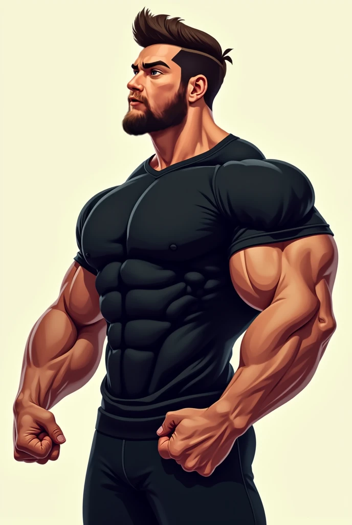 Handsome,brush up hair, clear face, clear eyes, muscular body, muscular arms, huge pectorals, abs, huge arms and hands, wearing white jeans, tattooed neck and body, Cropped feet,white background