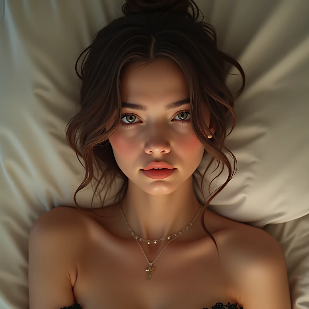 Beautiful 18 year old woman with brown hair