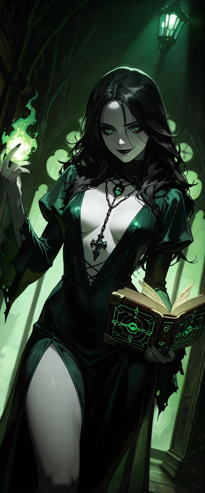 best quality, masterpiece, ultra detailed, a dark witch making a potion, dark fantasy, medieval, <lora:Dark_Novel:0.8>