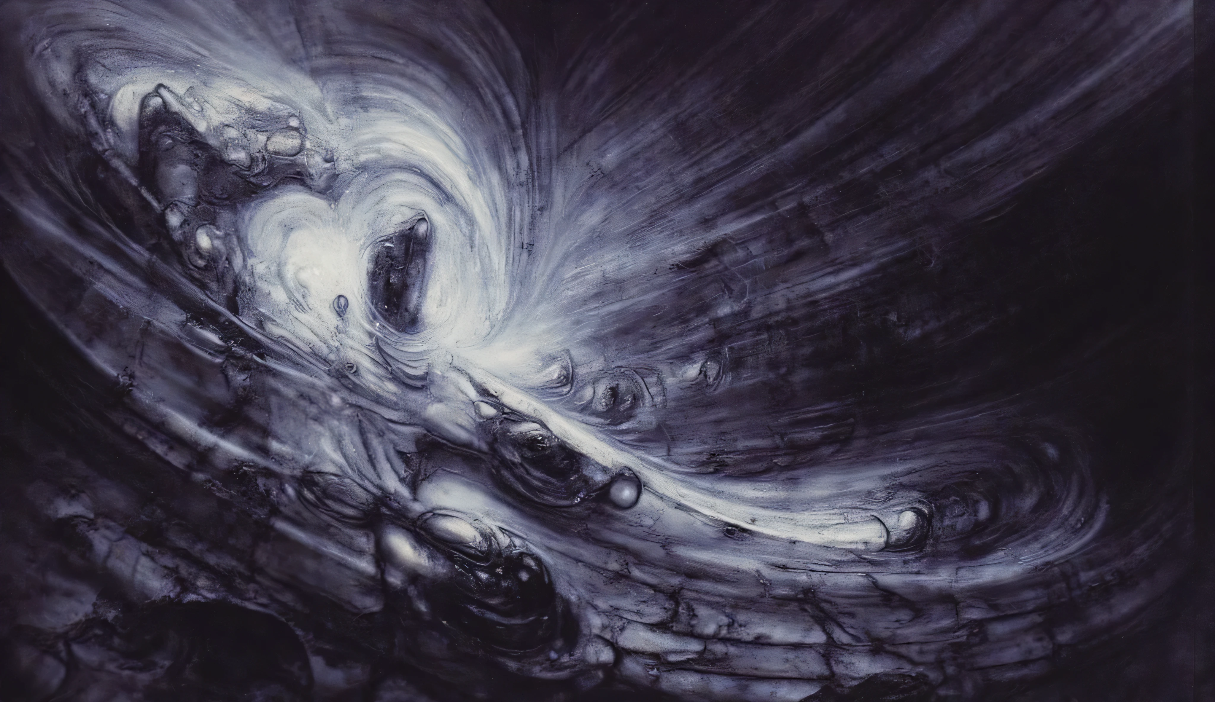 The whirlwind. black darkness. cosmic horror. cracks