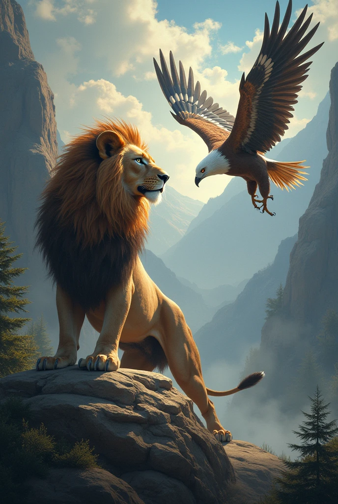 Picture of a garuda bird killing a lion to death, 3D animation