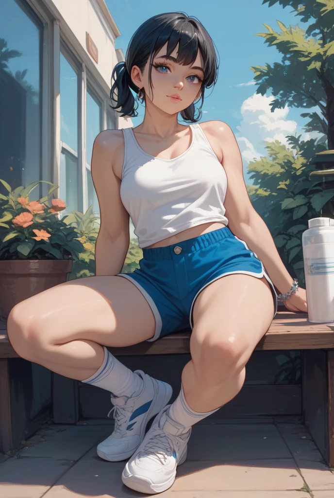 a woman in a short skirt and glasses, short hair is posing for a photo, a hyperrealistic anime girl, hyperrealistic, cutesexyrobutts, realistic and seductive, backlit, bent over, ecchi, ecchi anime style, oppai, cute anime girl squatting, ecchi style, anime, anatomically correct, super detail, high quality, 4K