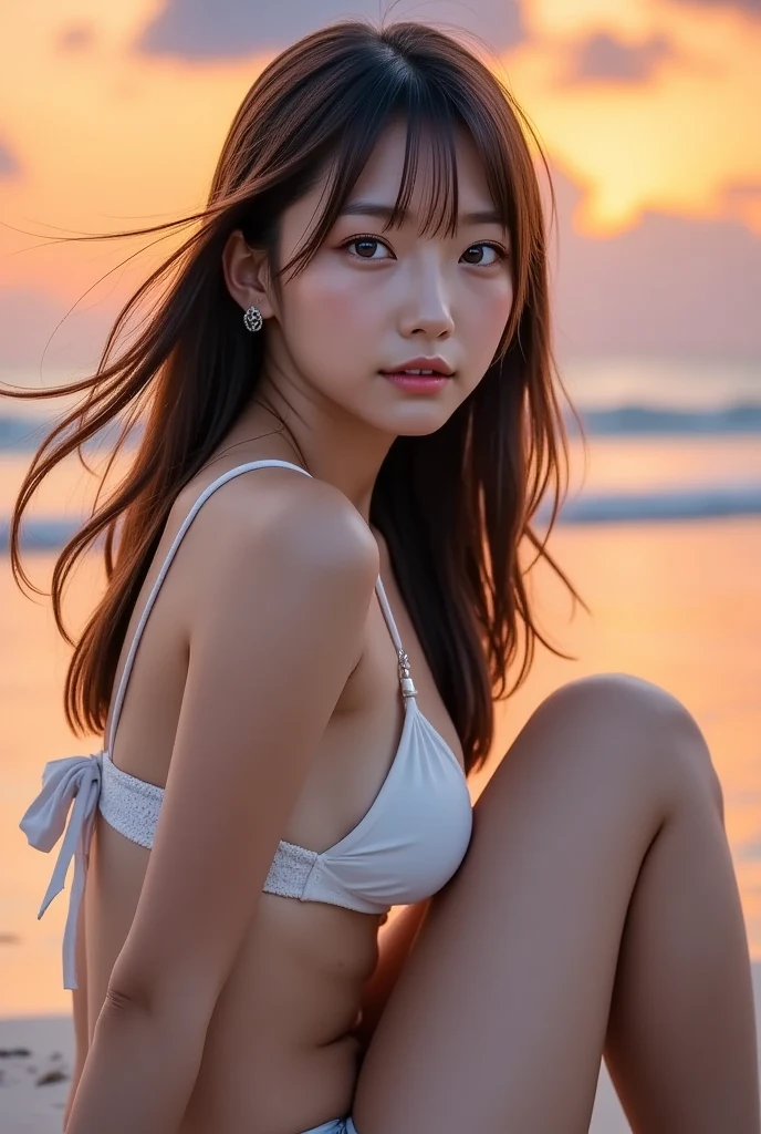 ((2. Hug)), model, (露出したchest:1.2) , Professional photos撮影, Beach, Ocean, Twilight, sunset, multicolor Interact'chest Pink Hair、(8k, RAW Photos, Highest quality, masterpiece: 1.2), Very detailed, Super Resolution, (Genuine, Genuine photos: 1.37), Portraiture, High-quality RAW color photos, Professional photos, Very detailedで美new, Very detailed, 8k壁紙, Amazing details, Large file size, Official Art, Very detailed CG Unity 8k壁紙, Very detailed beautiful girls, Very detailed facesHighly detailed eyes, Very fine skin, Very detailed fingers, Very small nose, Very detailed detailed mouth, Perfect Anatomy, Detailed Background, High Quality Clothing,20th Generation, cute girl, Genuineistic body, White skin, Glowing Skin, (Blunt bangs: 1.2), smile, cute, like々new, cute face, Genuineistic face, Delicate eyes, Saggy eyes, Earrings, necklace、Looking into the camera, Embarrassed face、Embarrassed face、Dynamic Lighting,((( Cカップのchest,小さいchest)))