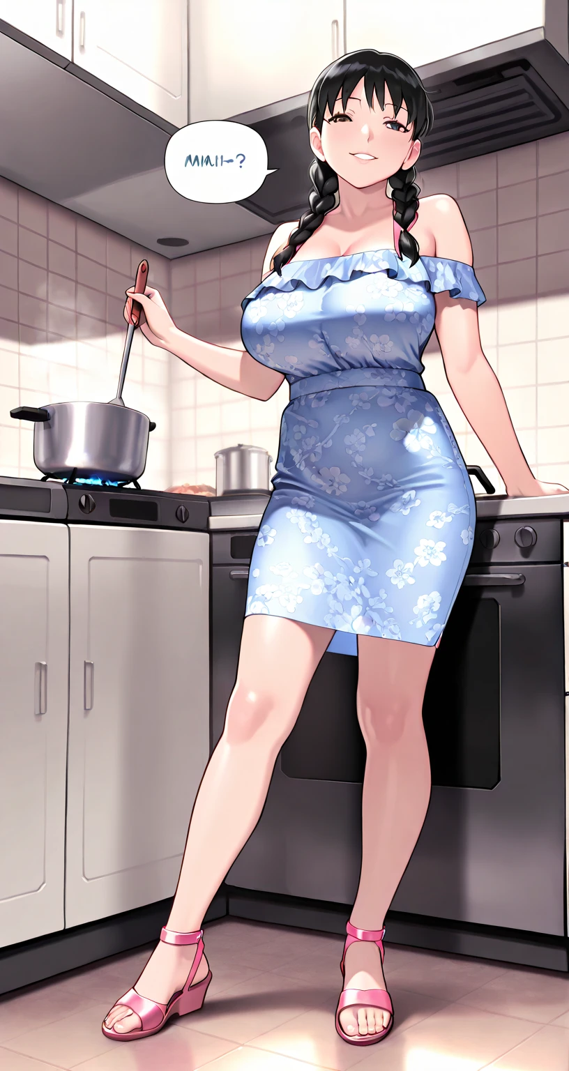 No clothes on,All I have on me is an apron,,Washing dishes,voluptuous figure,slender leg,Black stockings on her legs