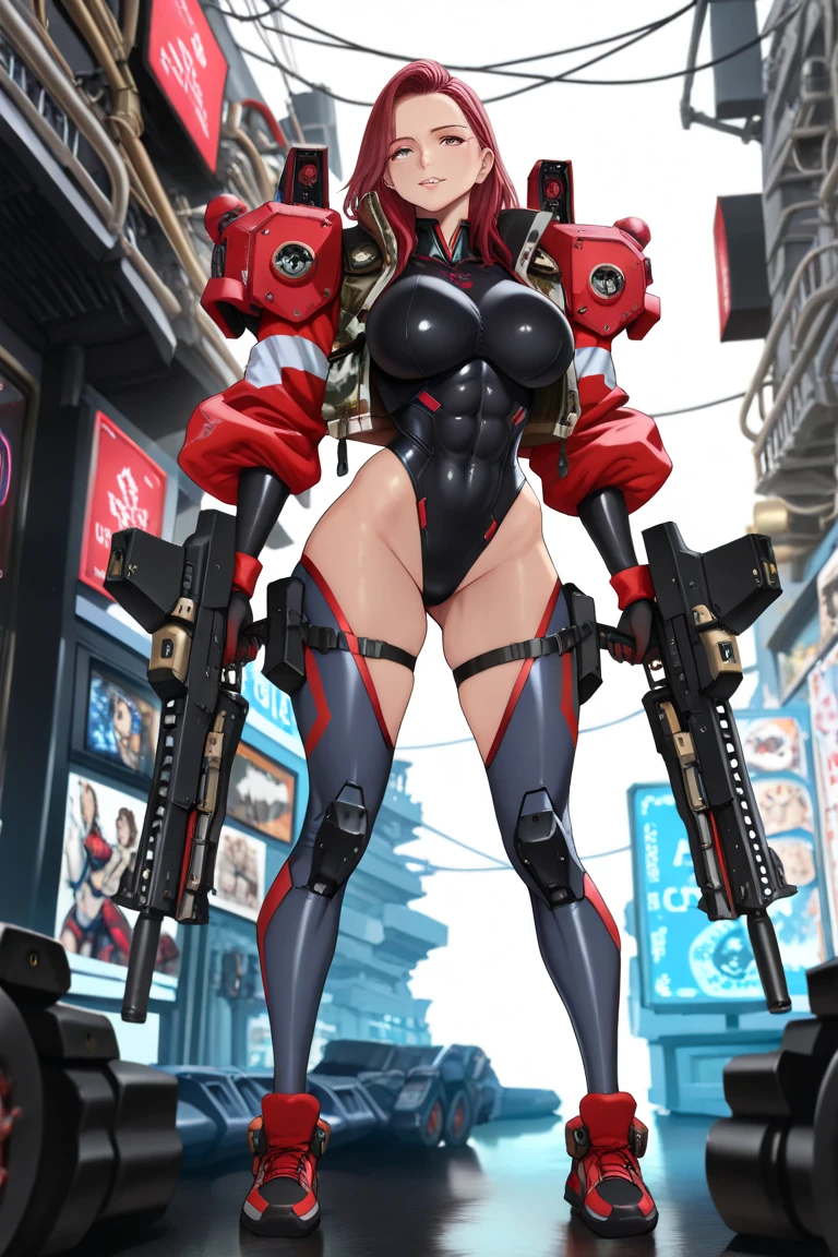 perfect anatomy, masterpiece:1.2, highest quality, 8K, beautiful and detailed growth, Utopian performance, (in a dirty state:1.3 Tattered:1.2 red battle suits) (solo curly hair long hair femdom cute, 17, closed my eyes, dirty face, best smile, big breasts), (Hand holding mobile phone, Talking on a cell phone), break, At Harazuru, the hall of the inn in the evening.