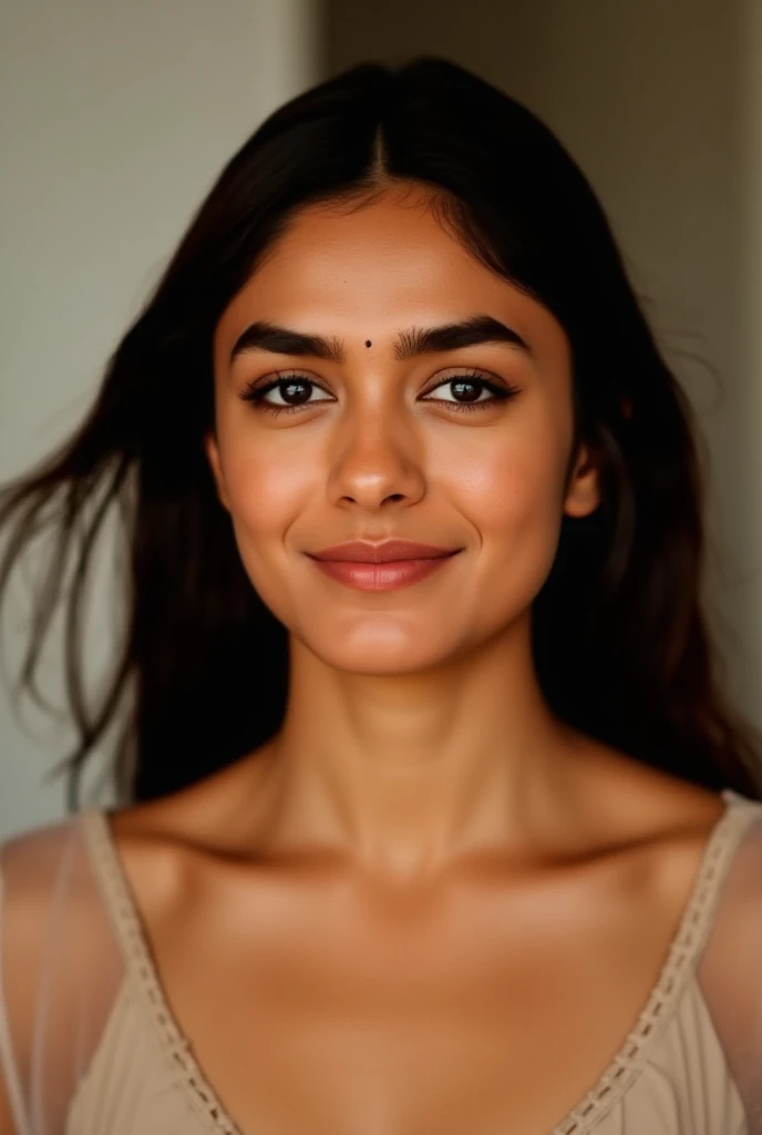 Full body Photo of 22 year old seductive cute indian lady, confident happy look on face, wet look, shower look, wet messy hair, wet skin,visible water on skin and body, expression of achievement, big smile,wet white silk formal office shirt, golden buttons on white shirt, RAW, beautiful woman, amzing hair ,brown-green eyes, ((portrait)), (Detailed face: 1.2)), (Detailed facial features)), (Fine skin), indian pale skin, normal lips colour, perfect face, beautiful face, high detail, slim body, (cold color), wet, moist, reflection, (masterpiece) ( Perfect proportions) (realistic photos) (highest quality) (detail) shot with Canon EOS R5, 50mm lens, f/2.8, HDR, (8k) (wallpaper) (movie lighting) (dramatic lighting) (sharp focus) (complex) fashion, full body shot.