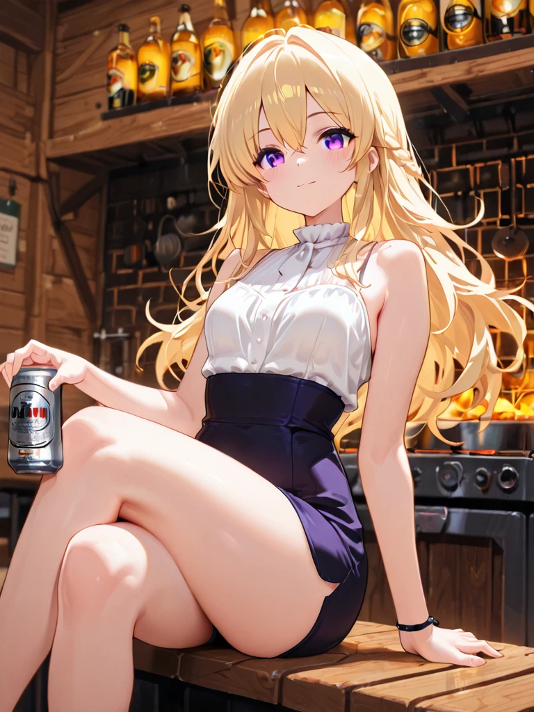 Beautiful young, by white, Capricorn horns, making a barbecue
