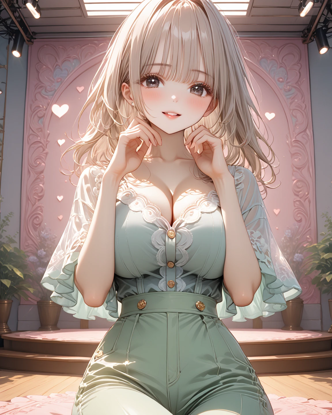 50 year old mature woman, Looking at the audience, Attractive breasts,Sensual curves、bubble、Full Body Shot,Nightgown, Charming smile, Thick lips, plump唇, blush, Looking at the audience, Provocative expression, Beautiful Hairstyles, Cleavage, plump、Curvy Hips、Attractive face、Mischievous face、Sexy Lingerie、An inviting gaze、Expressing emotions、colored feather, Money属装飾品, particle, Light, (masterpiece, highest quality, highest quality, Official Art, beautifully、aesthetic:1.2), (1 girl:1.3), Very detailed,(Fractal Art:1.1),(colorful:1.1)(flowerズ:1.3),Most detailed, (Dynamic pose), (Shiny skin), (Many colors :1.4), ,(Earrings:1.4), (feather:1.4),masterpiece, 30~40 years, Mr.々Hair style,Moneyのヘッドバンド,Tulle covers the chest,Perfect balance, Detailed details of the garment,marble,cinematicLighting, Film Grain, contrast of Light and dark,High detail,(((Gorgeous Accessories))))、Openwork decoration,(((See-through dress)))、(((Anatomically correct body))) ,1 girl, (High resolution), (8k), (Very detailed), Perfect Face, Beautiful eyes and face, (((highest quality))), (Very detailed), Detailed face and eyes, Beautiful Eyes,(((Sexy pose,Beautiful Eyes、Transparent double eyelids、(((Super gorgeous background)))、Bright Eyes,Money,diamond,gem,Body Chain,Luxury Accessories,beautifully、aesthetic,flower、(((Super gorgeous background)))、Bright Eyes