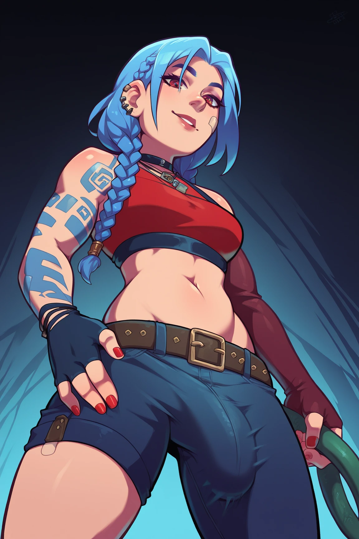 Jinx,have fun,Ultra Shorts,Vintage topping,Open chain,cute style,highly visualized,detailed face with,Meaty Thighs
