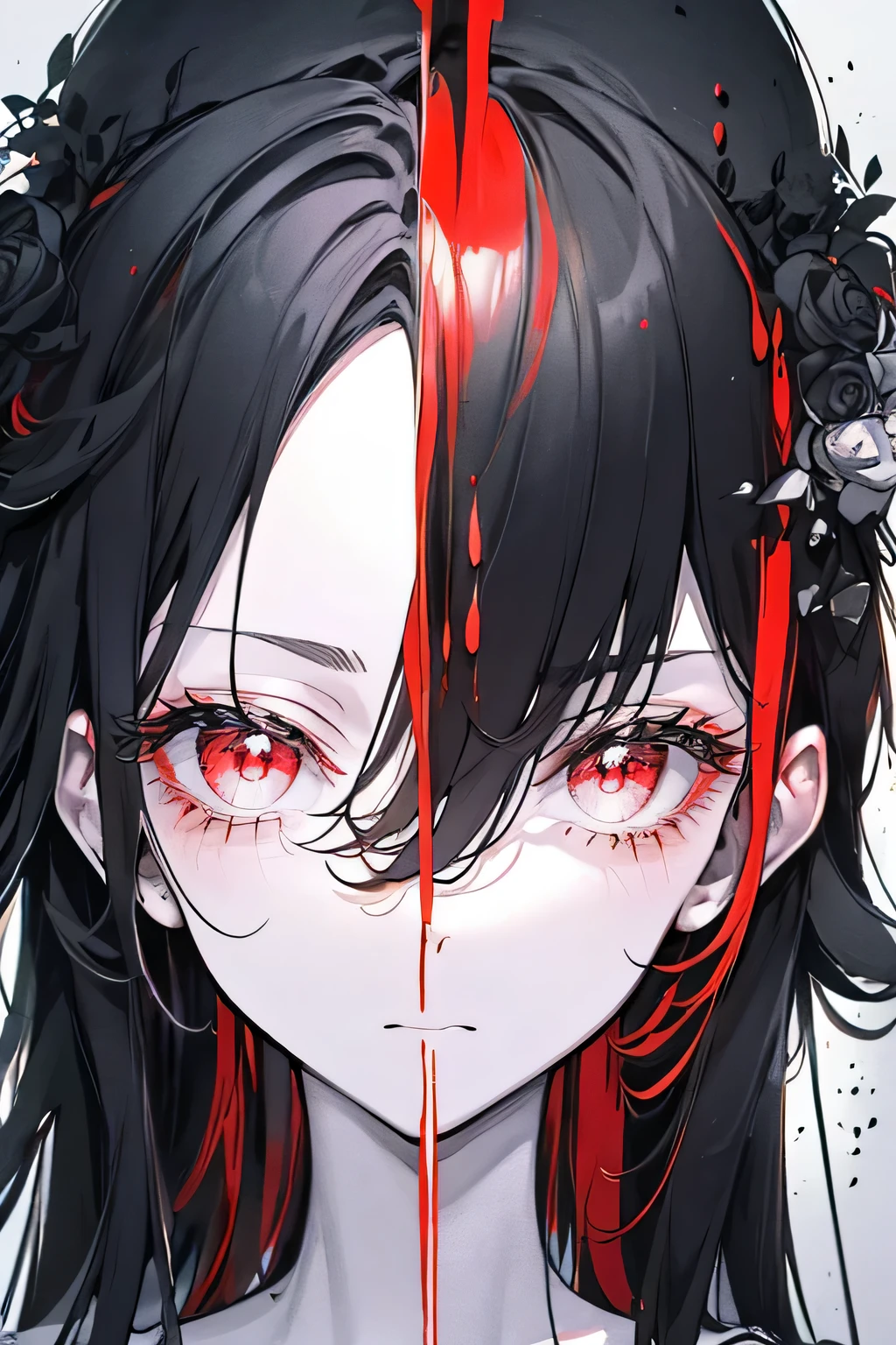 8K、masterpiece、highest quality、highest level、best image quality、draw with black ink on white paper、ink style drawing、black and white、Flashy girls in modern Shibuya、Pen strokes are very detailed and dynamic、Expressing shadows with precise lines、delicate and accurate expression、modern art、stroke style、artistic expression、great technique、red black hair