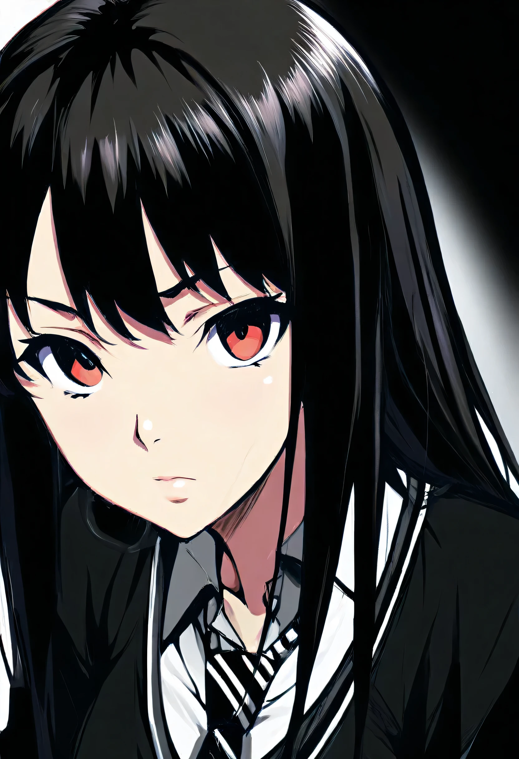 8K、masterpiece、highest quality、highest level、best image quality、draw with black ink on white paper、ink style drawing、black and white、Flashy girls in modern Shibuya、Pen strokes are very detailed and dynamic、Expressing shadows with precise lines、delicate and accurate expression、modern art、stroke style、artistic expression、great technique、red black hair 